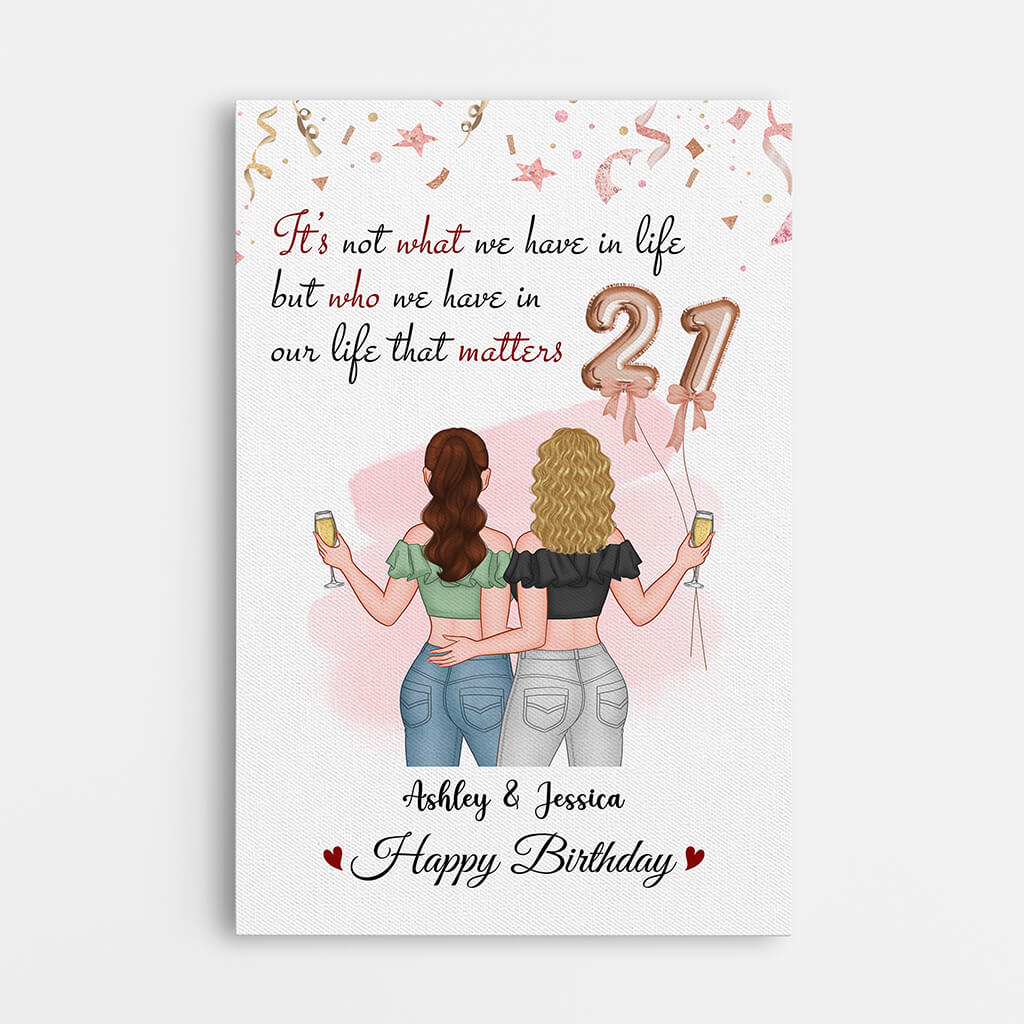 Personalized Best Friends Birthday Canvas: 'Who We Have In Life That Matters' Keepsake Gift