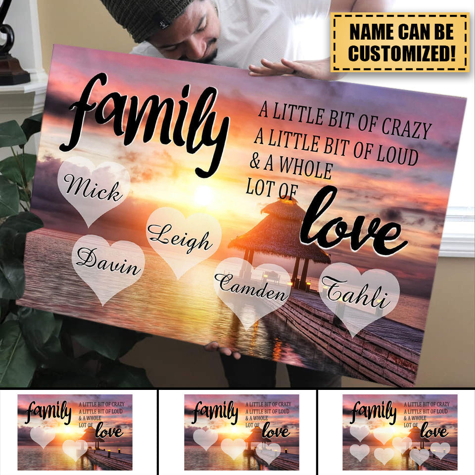 Personalized Family Sunset Canvas: 'A Whole Lot of Love' Custom Art