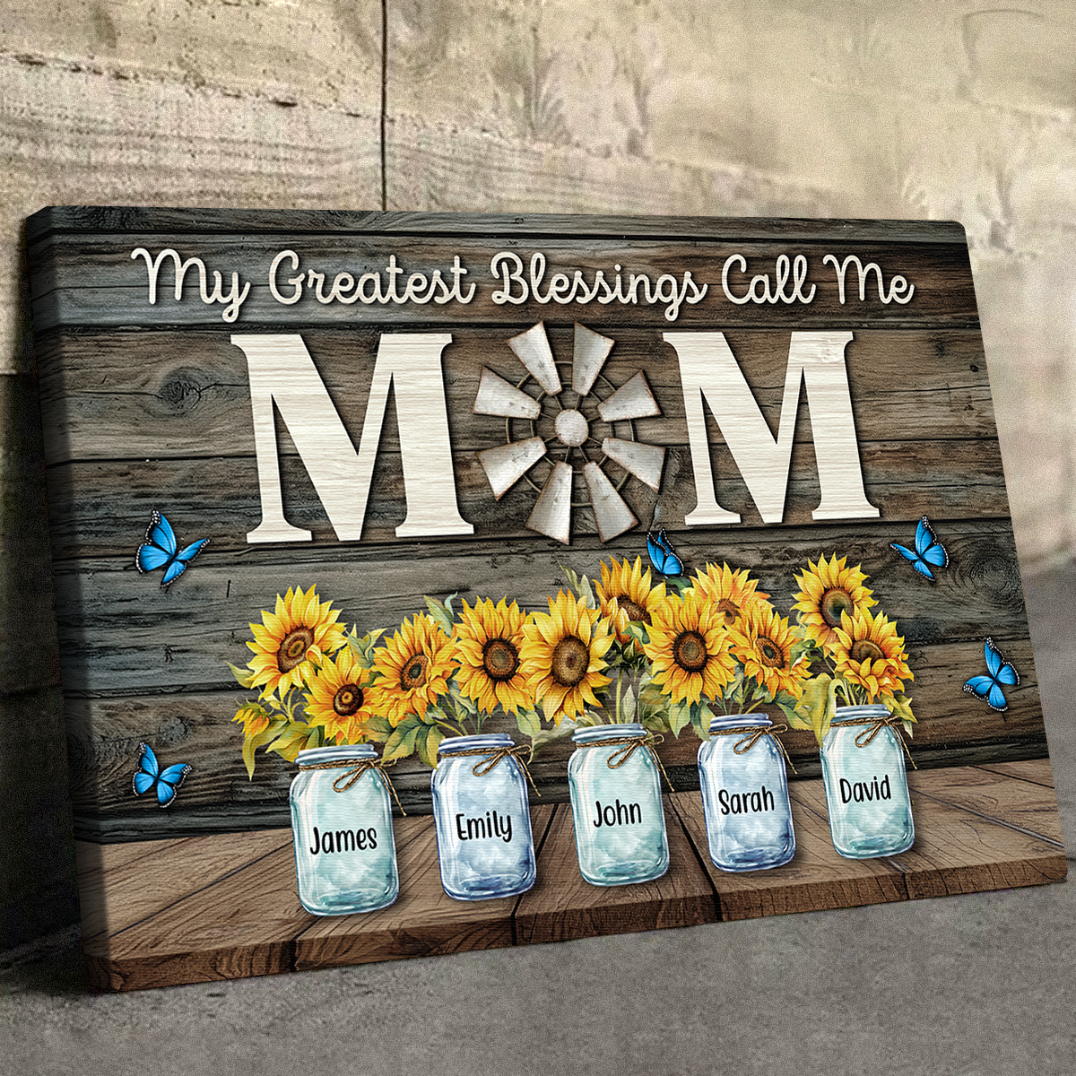 Personalized 'My Greatest Blessings Call Me Mom' Custom Canvas Gift