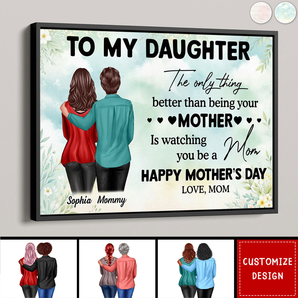 Personalized Mother's Day Canvas: 'Better Than Being Your Mother Is Watching You Be A Mom' - Custom Gift for Daughter or Daughter-in-Law