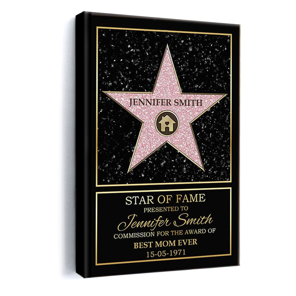 Personalized 'Best Mom Ever' Star of Fame Canvas - Custom Family Gift