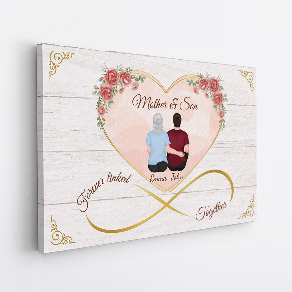 Heartfelt Personalized Mother & Son Canvas - "Forever Linked Together" Gift