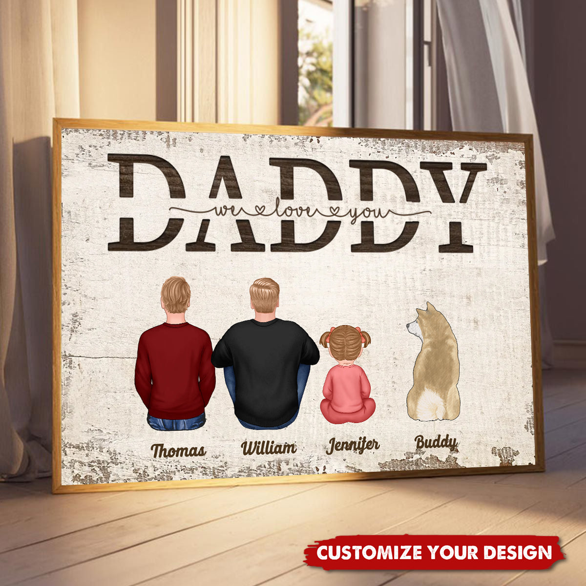 Personalized 'We Love You Daddy' Canvas Art - Heartfelt Gift for Dad