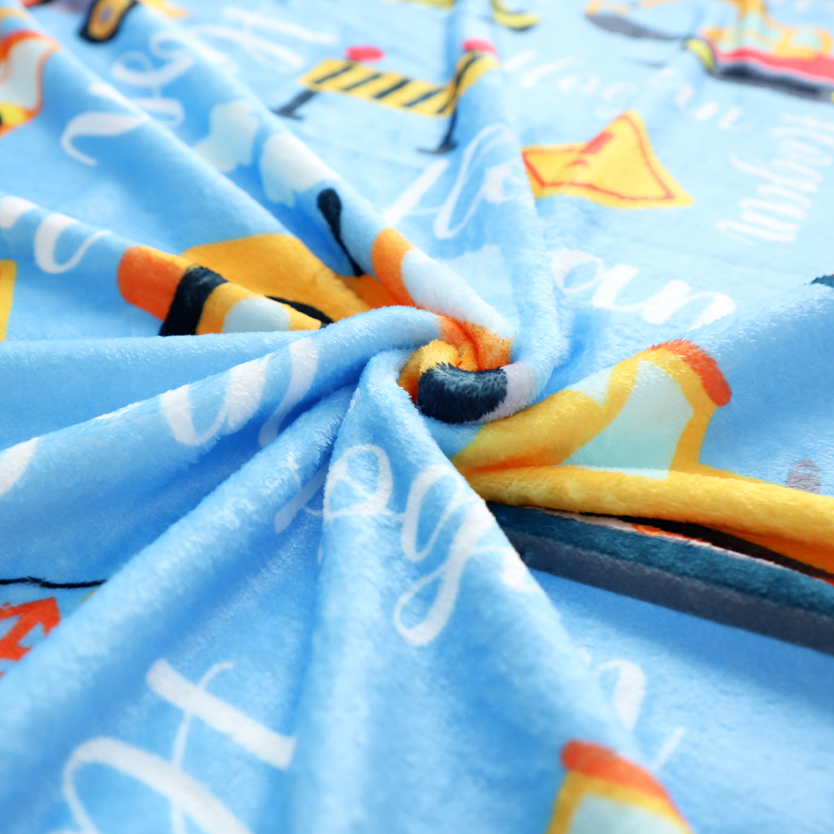 Personalized Construction Trucks Blanket - Customize Your Name