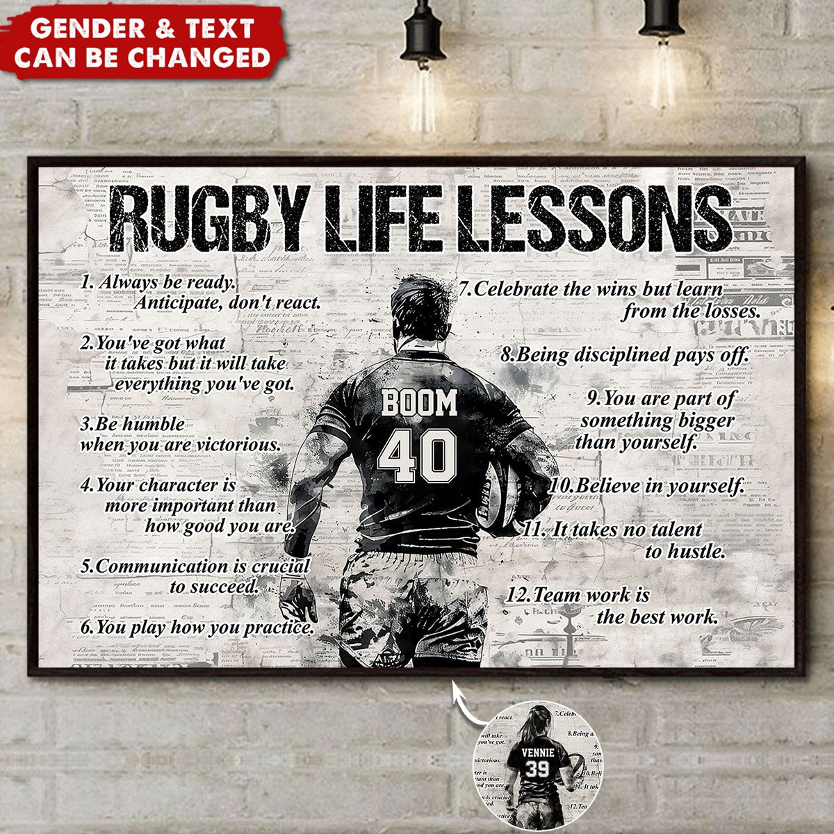 Rugby Life Lessons - Personalized Poster / Canvas
