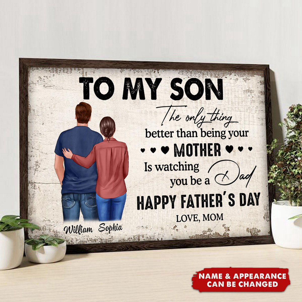 Heartfelt Personalized Canvas from Mom to Son - Happy Father's Day Dad