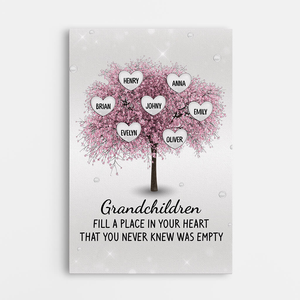 Custom Grandchildren 'Fill a Place in Your Heart' Canvas Gift for Grandparents