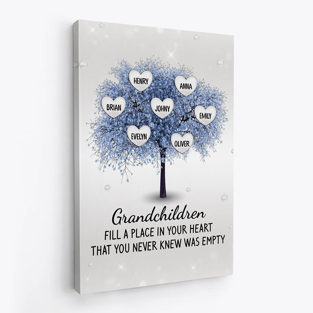 Custom Grandchildren 'Fill a Place in Your Heart' Canvas Gift for Grandparents