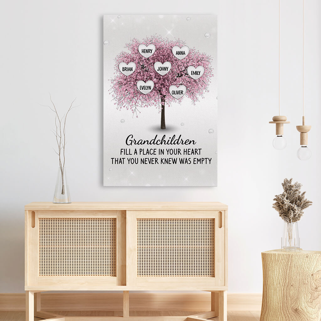 Custom Grandchildren 'Fill a Place in Your Heart' Canvas Gift for Grandparents