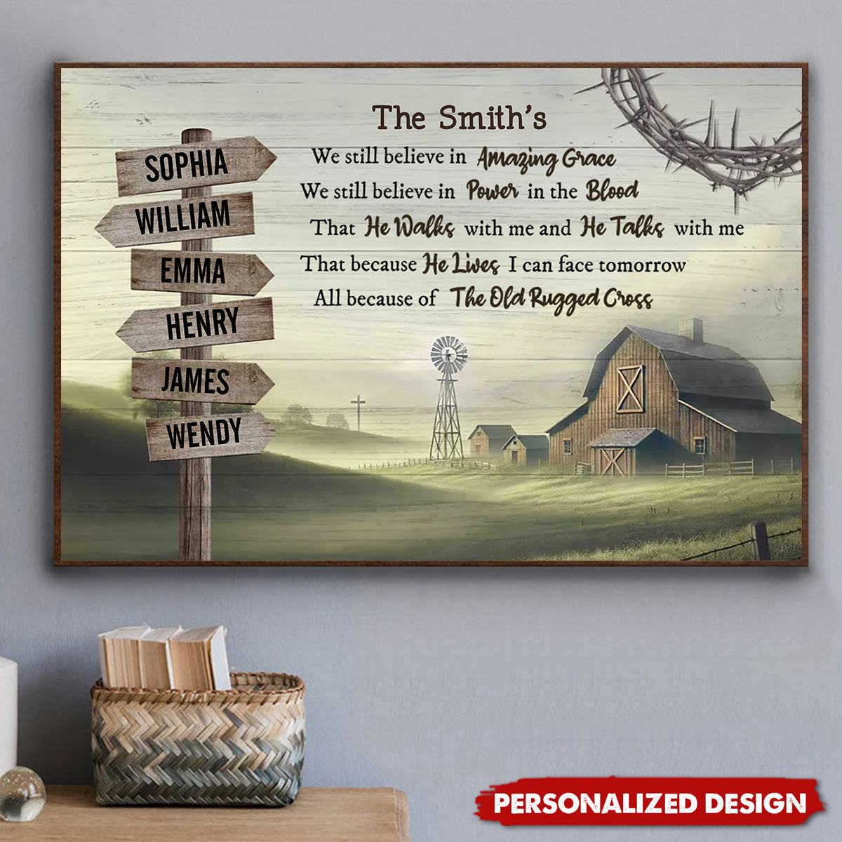 Personalized Family Name Canvas - Amazing Grace Farmhouse Wall Art