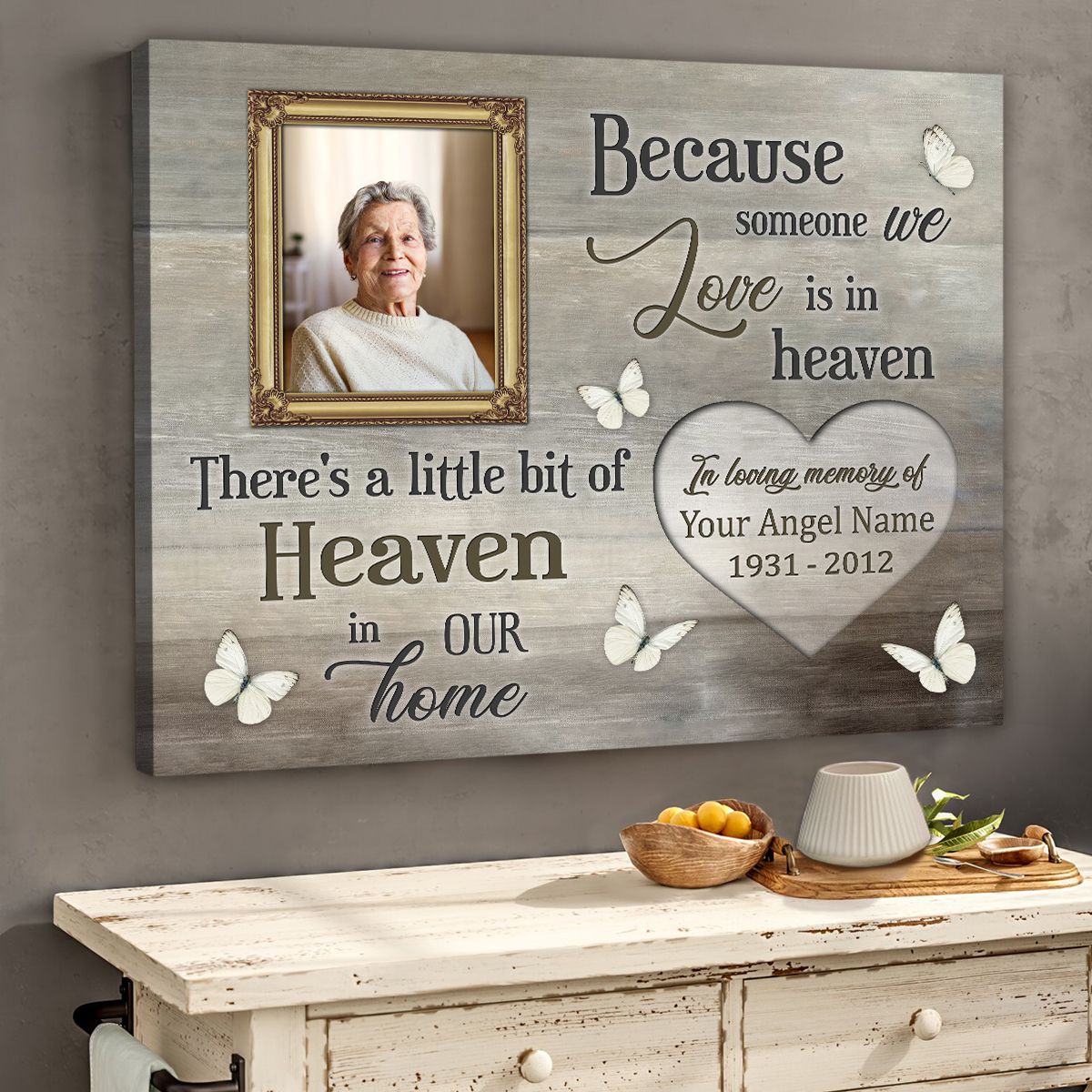 Heartfelt Personalized Memorial For Loved One Canvas for Loss - 'Heaven in Our Home'