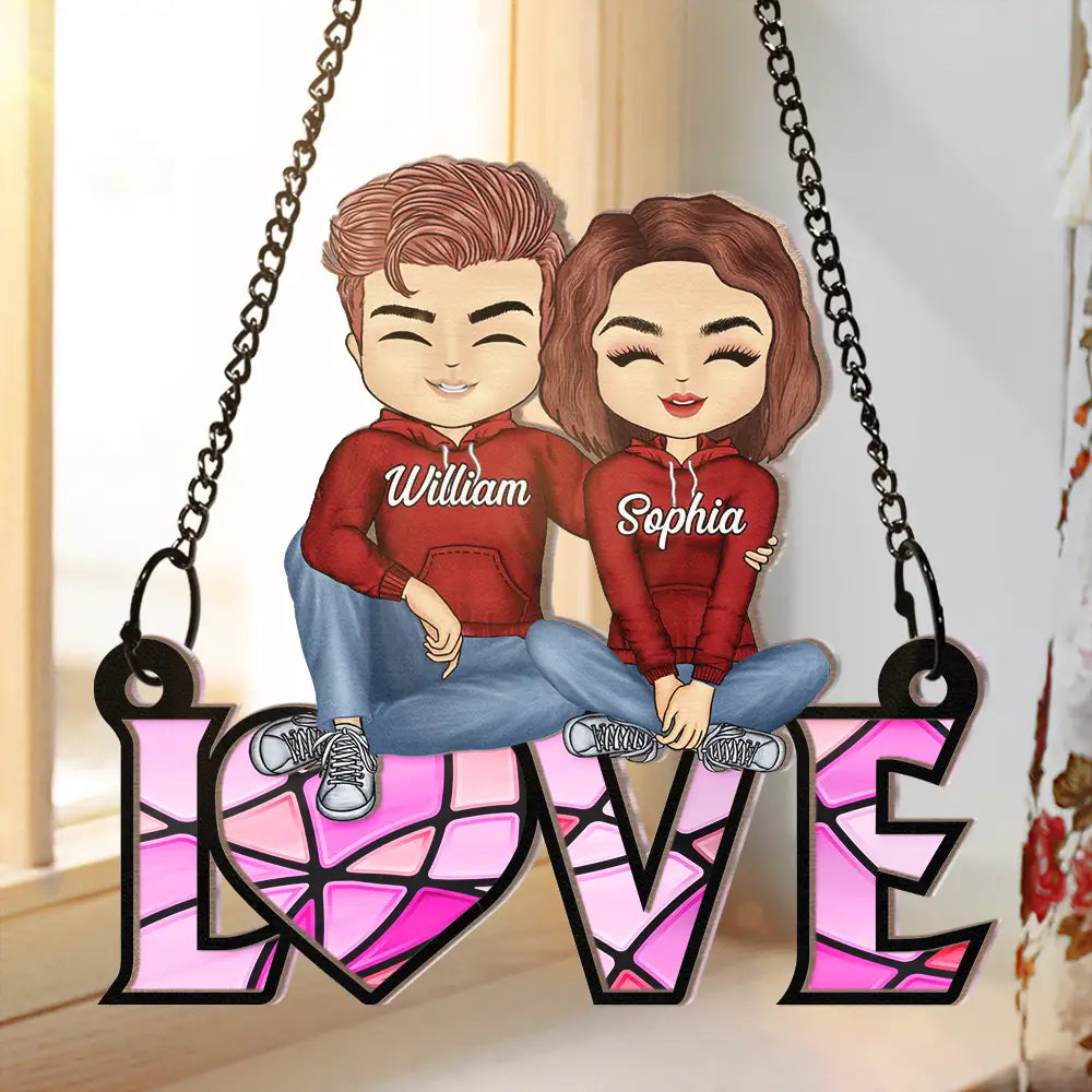 Heartfelt Custom "LOVE" Suncatcher Ornament for Couples & Anniversaries