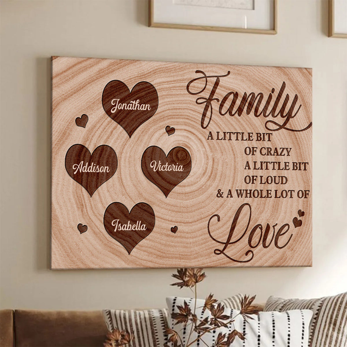 Personalized Family Canvas: 'A Little Bit Of Crazy, A Whole Lot Of Love' Custom Names Home Decor