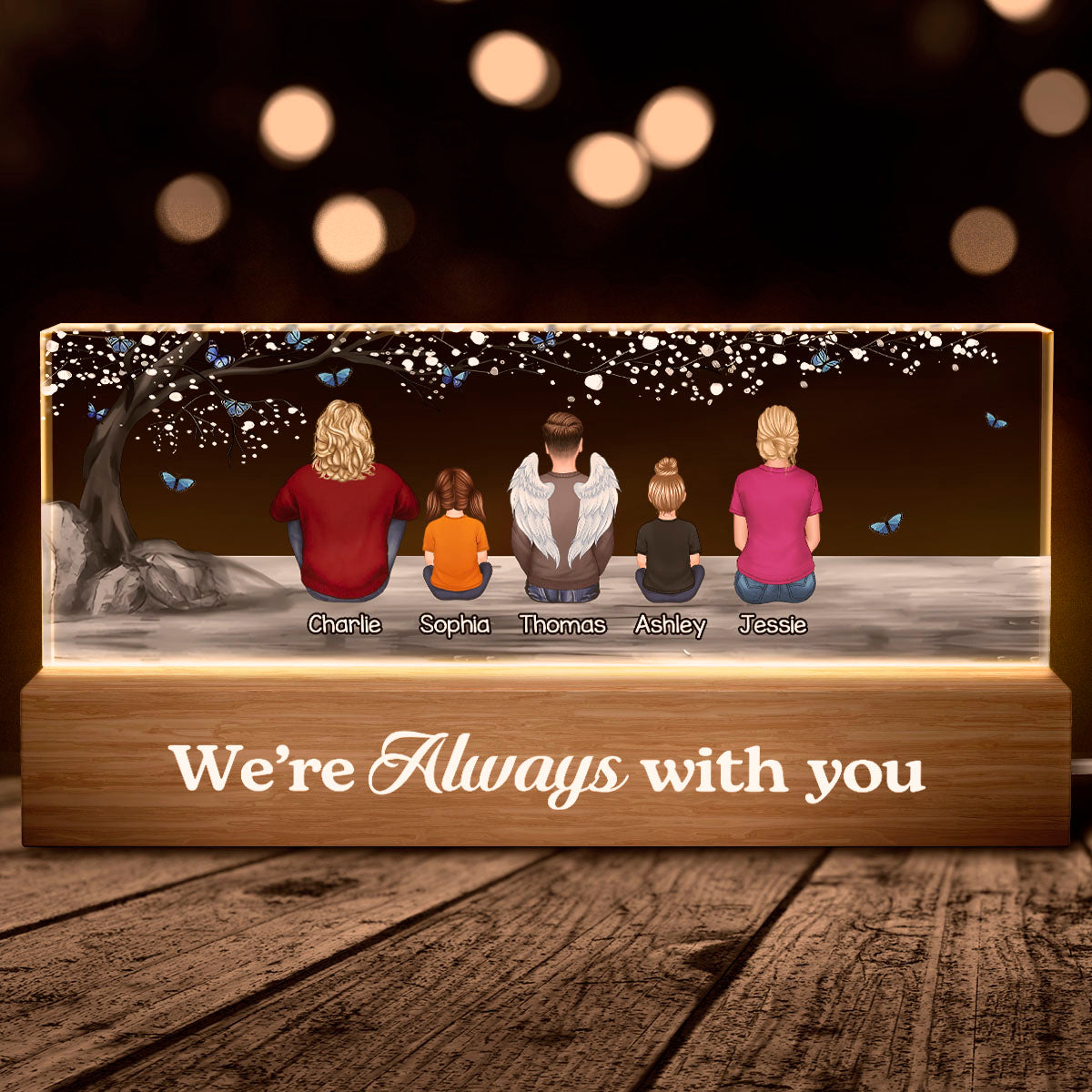 Personalized Family 'We're Always With You' Memorial For Loved One LED Night Light
