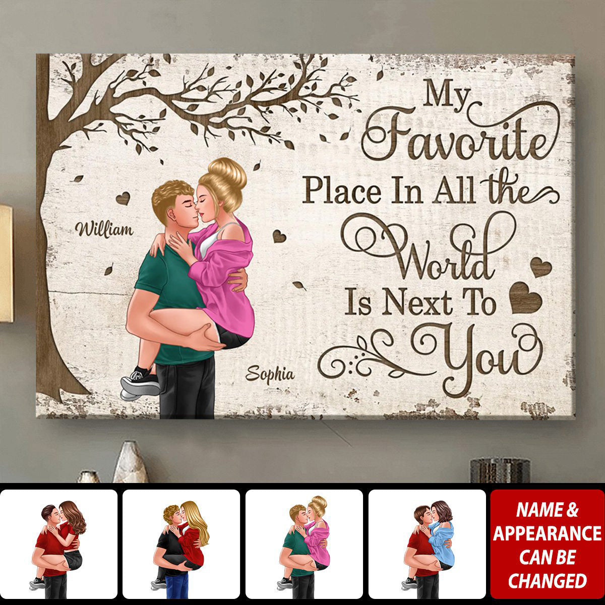 Personalized "My Favorite Place" Couple Canvas for Romantic Gifts