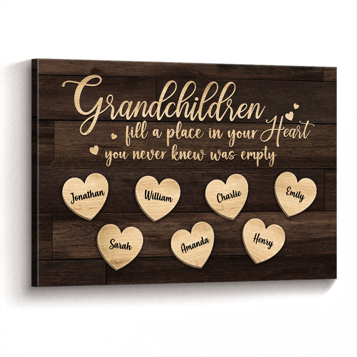 Heartfelt Personalized Canvas: "Grandchildren Fill Your Heart" for Grandparents