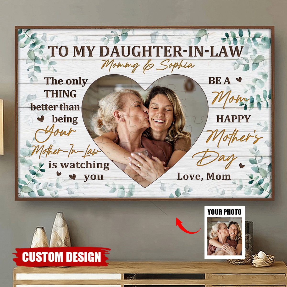 Personalized Photo Canvas for Daughter-in-Law: 'Watching You Be A Mom' Mother's Day Gift
