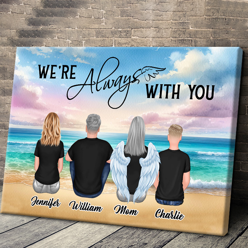 Personalized 'We're Always With You' Memorial For Loved One Family Canvas Wall Art