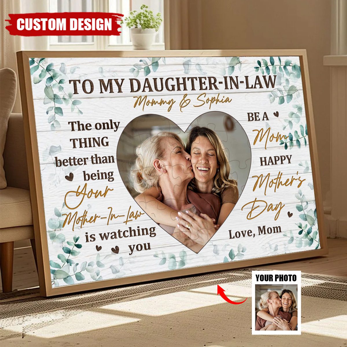 Personalized Photo Canvas for Daughter-in-Law: 'Watching You Be A Mom' Mother's Day Gift