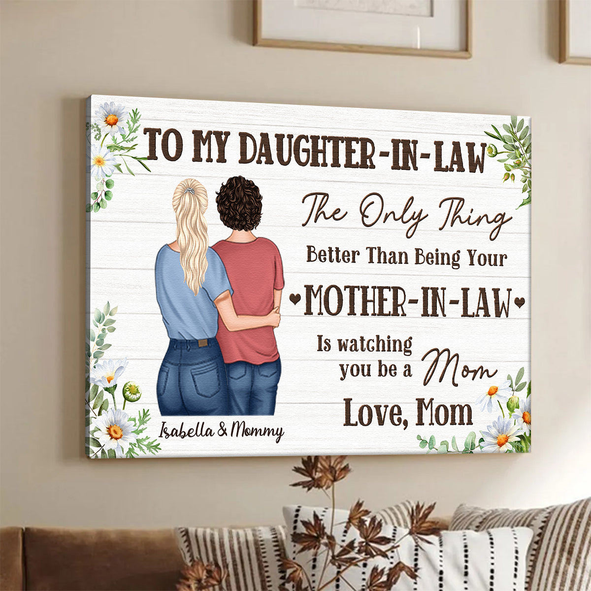 Custom Mother Daughter Canvas: 'Watching You Be a Mom' Quote Art