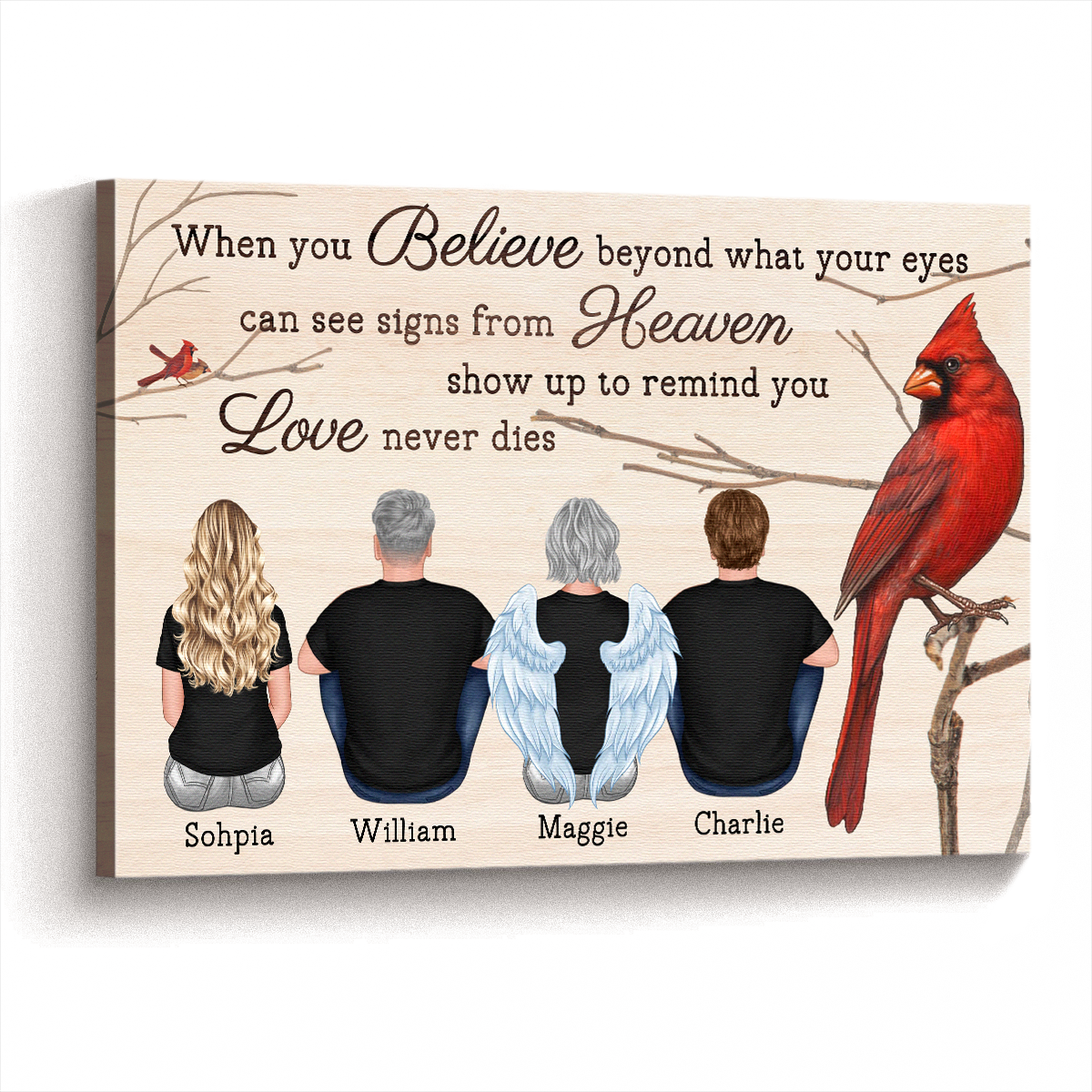 Custom Memorial For Loved One 'Love Never Dies' Canvas - Personalized Family Gift