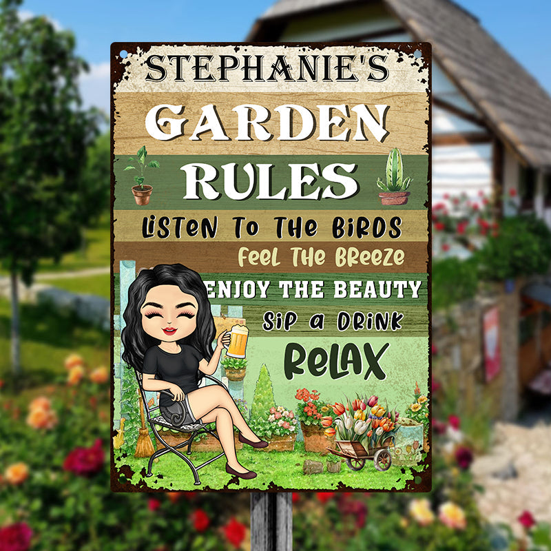 Personalized Garden Rules Metal Sign: Relax & Enjoy Your Own Oasis