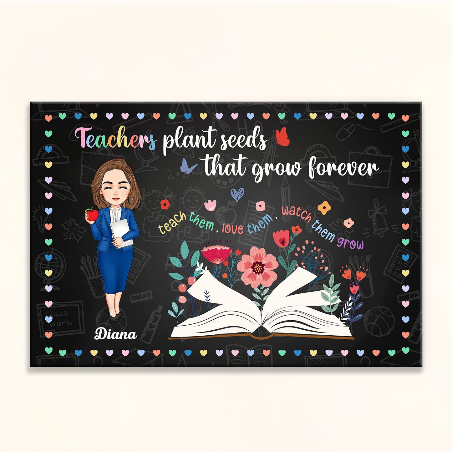 Heartfelt Personalized Teacher Wall Art: "Teachers Plant Seeds That Grow Forever" Canvas