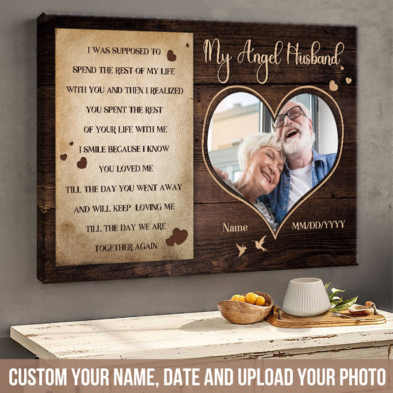 Custom Photo Memorial For Loved One Canvas: 'My Angel Husband' Personalized Gift
