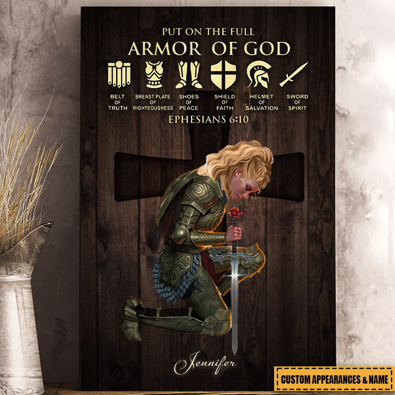 Personalized 'Armor of God' Canvas / Poster for Her - Christian Wall Art Gift