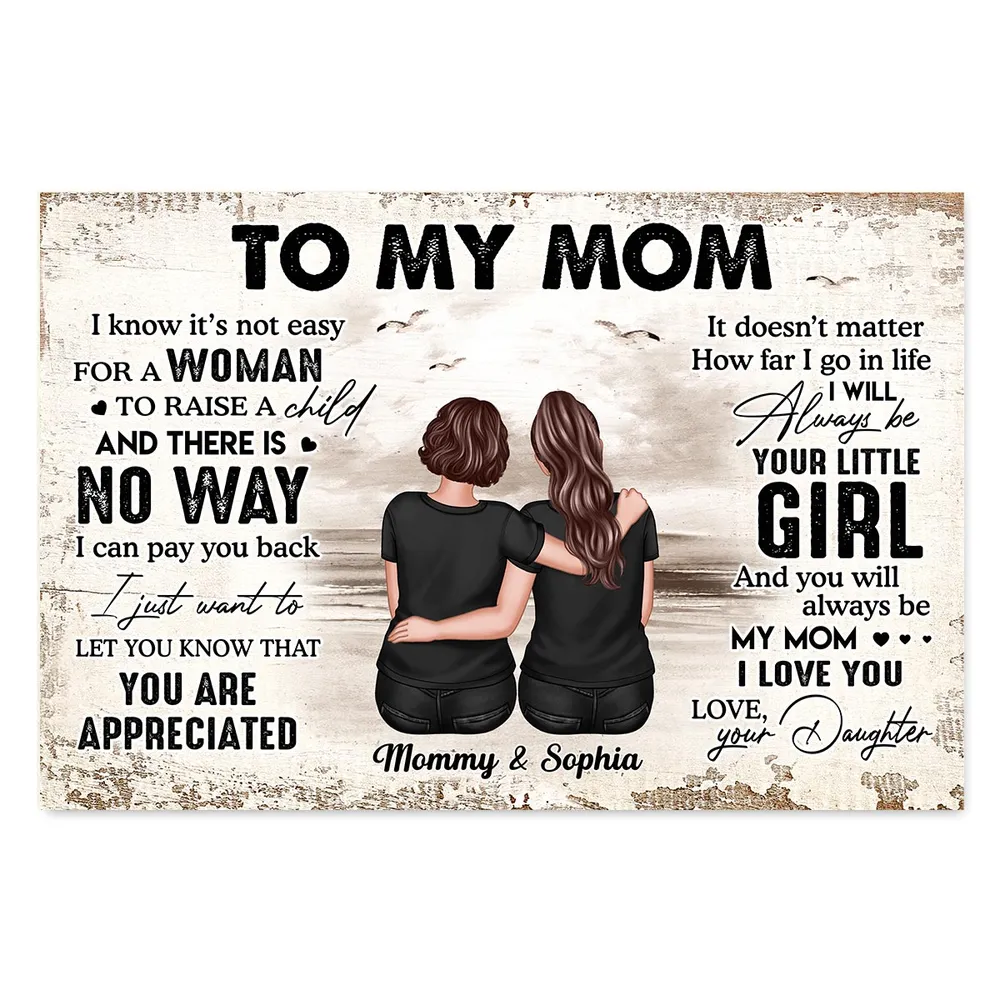 Personalized Mom Daughter Canvas: "Always Your Little Girl" Wall Art