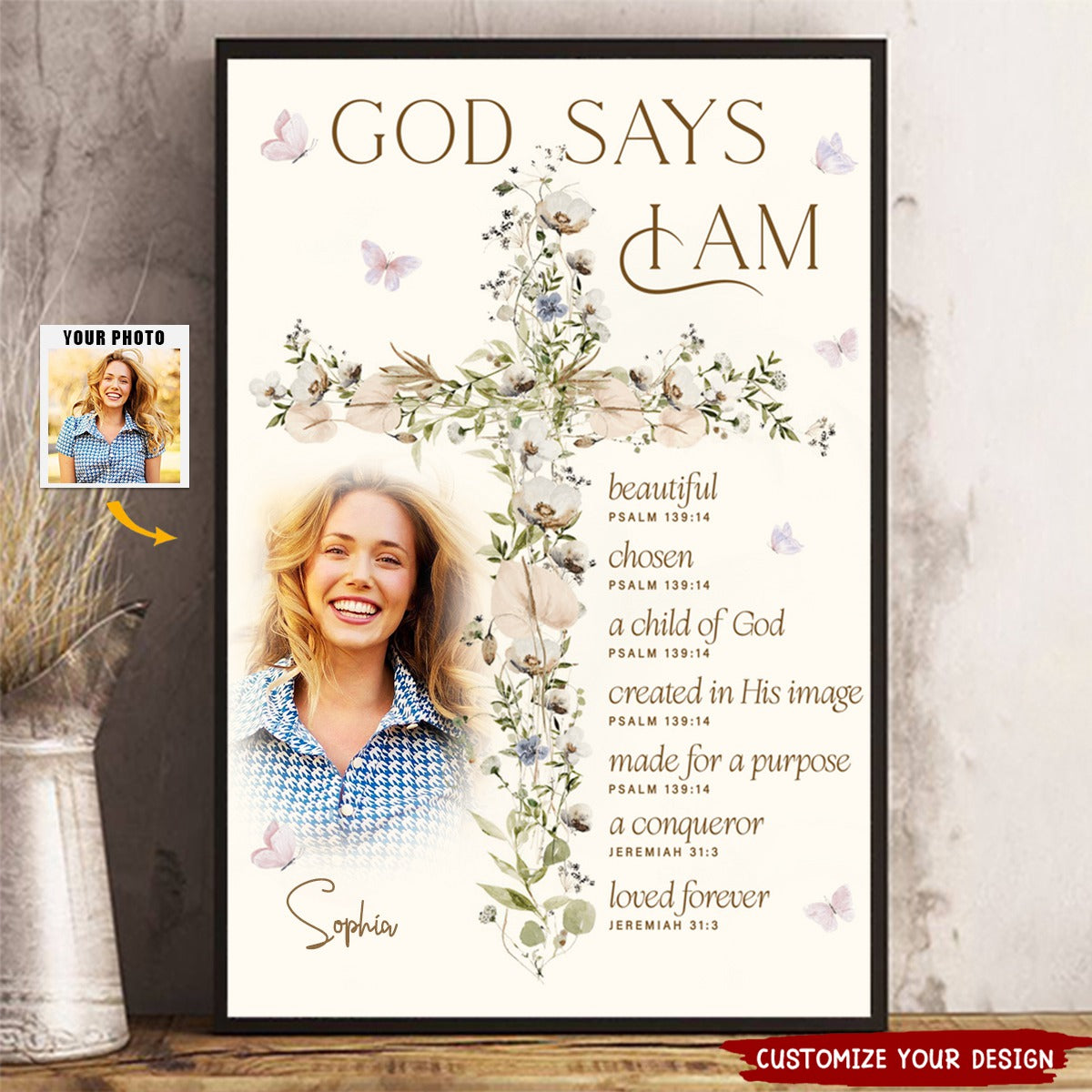 Personalized 'God Says I Am' Christian Canvas for Her | Uplifting Wall Art