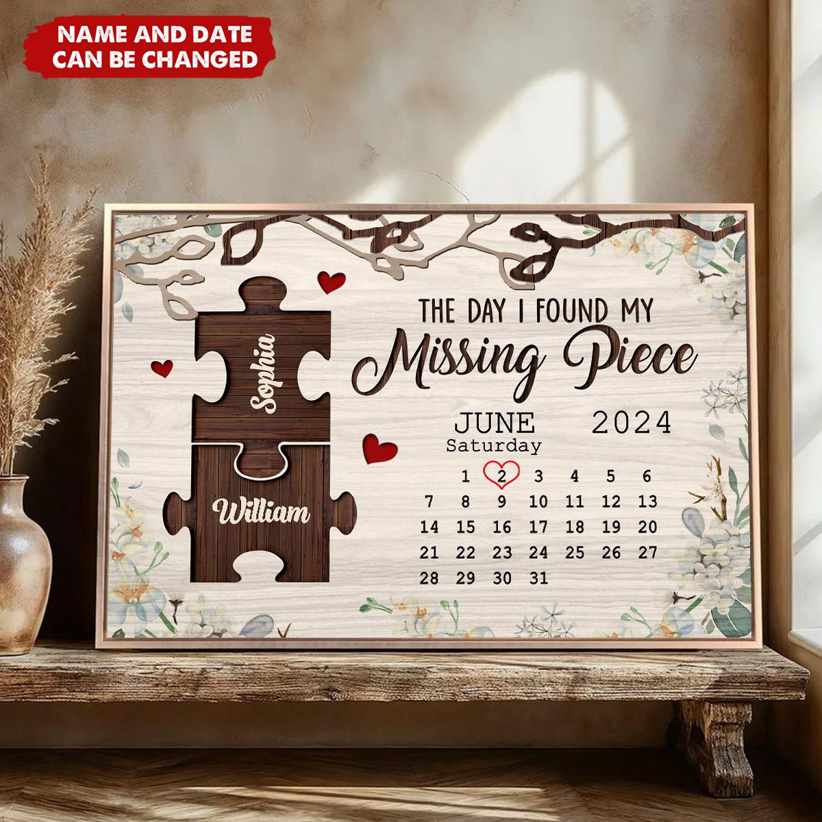 Personalized 'My Missing Piece' Canvas Gift for Couples & Anniversaries