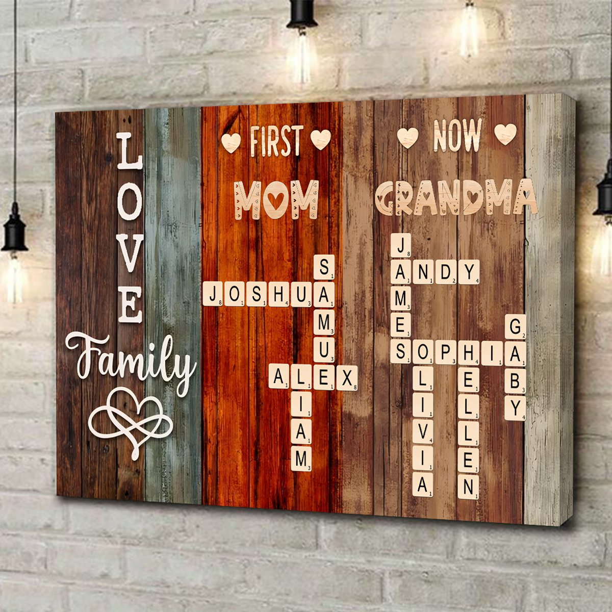 Heartfelt Custom 'First Mom Now Grandma' Scrabble Canvas / Poster for Nana