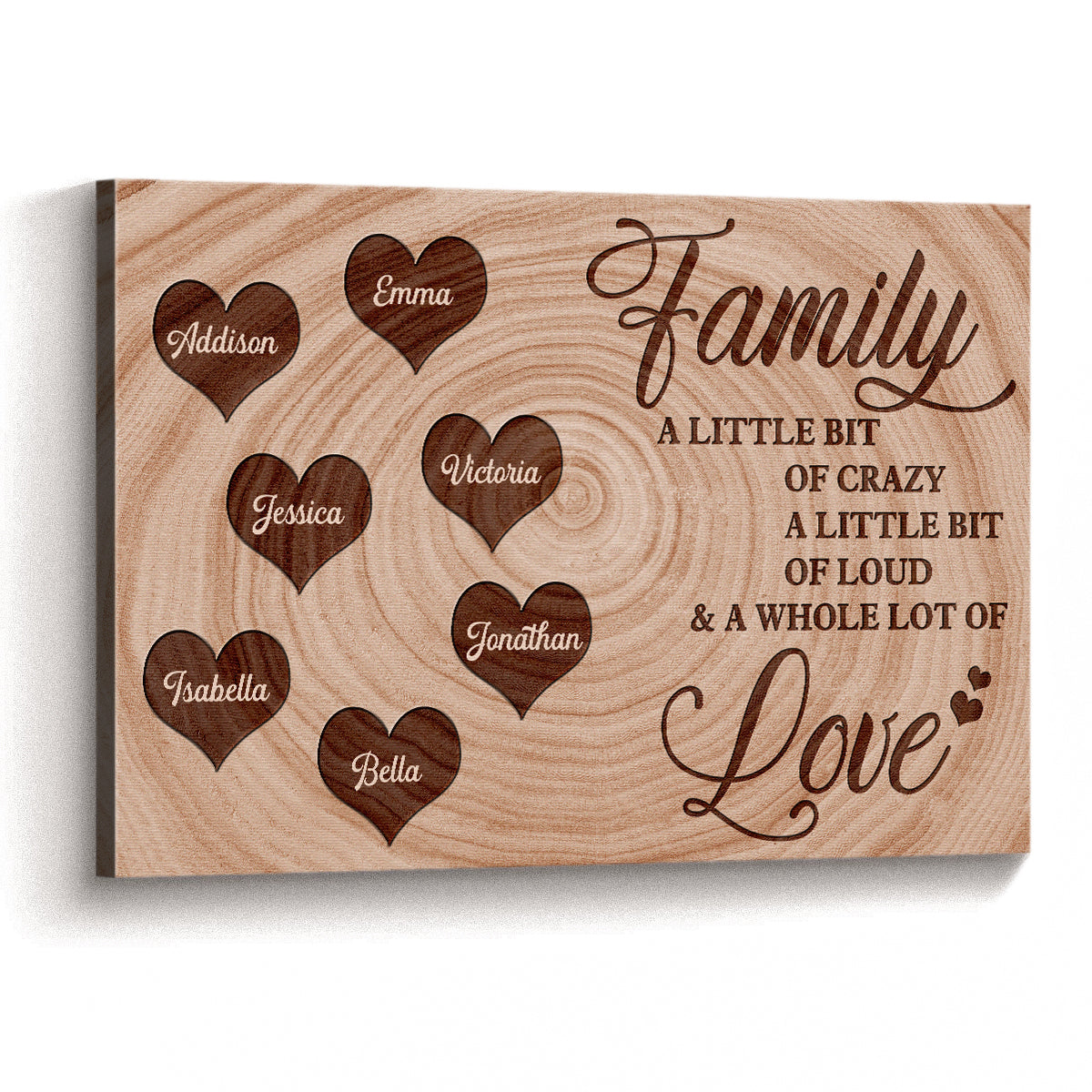 Personalized Family Canvas: 'A Little Bit Of Crazy, A Whole Lot Of Love' Custom Names Home Decor