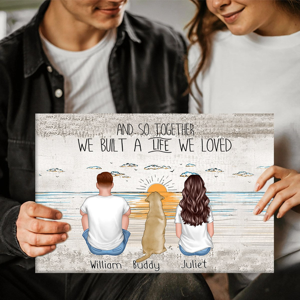 Custom 'Life We Loved' Beach Canvas for Couples & Pet Memorial For Loved One