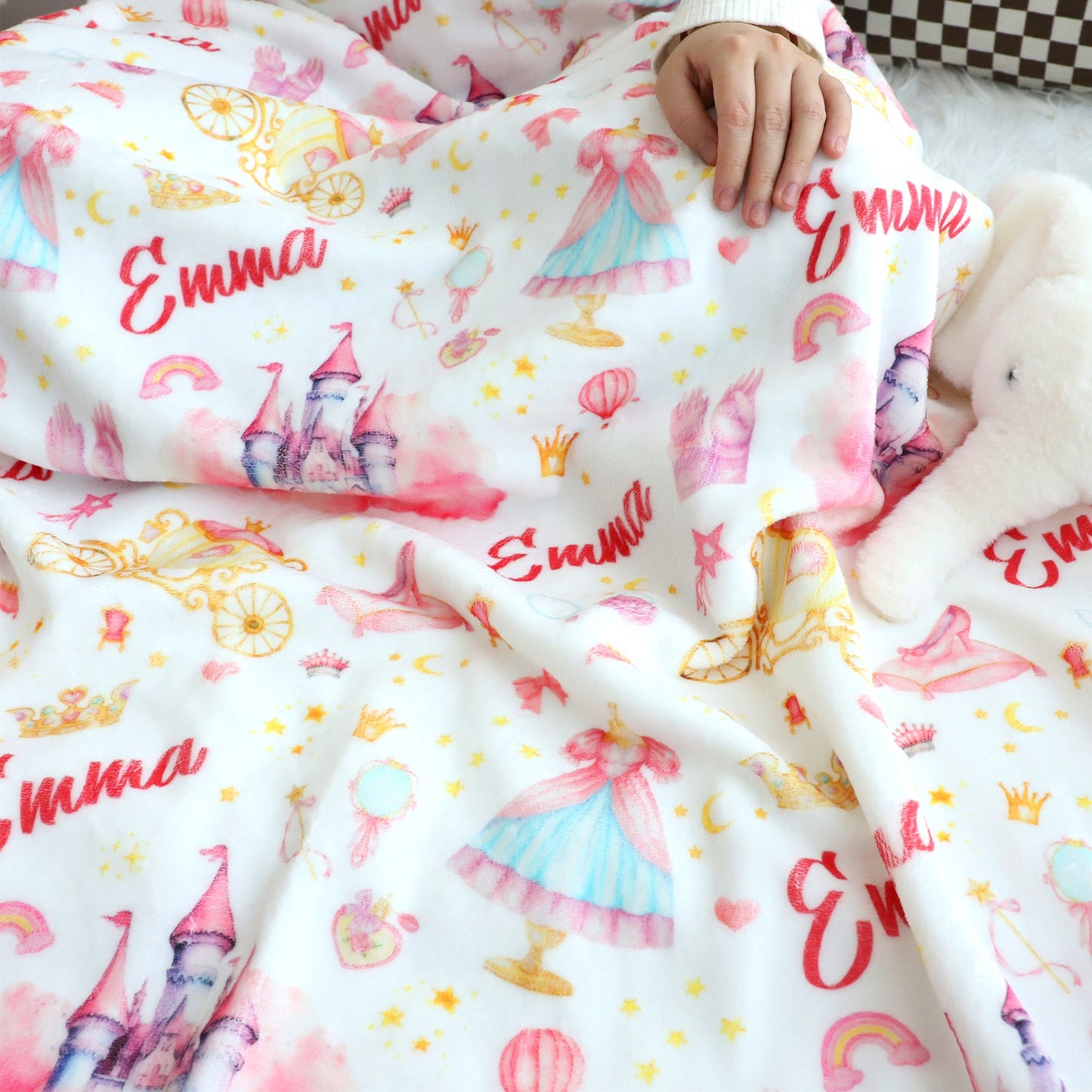 Personalized Princess Blanket with Name - Cozy Gift for Little Girls