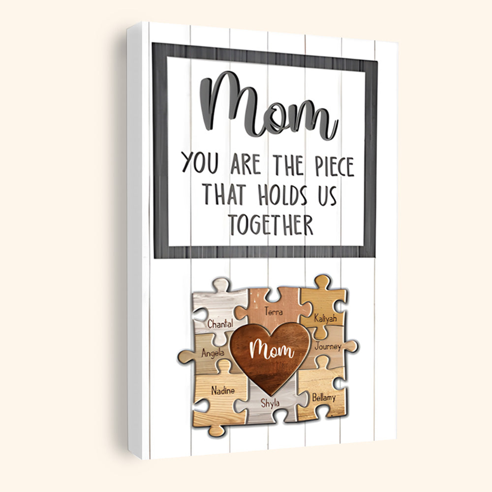 Personalized Mom Puzzle Canvas Art - "You're The Piece That Holds Us Together"