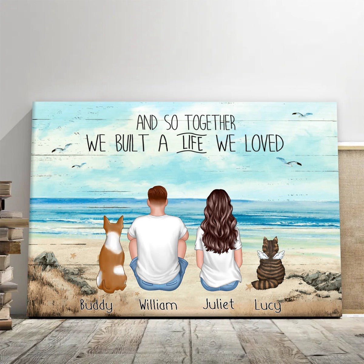 Custom 'Life We Loved' Beach Canvas for Couples & Pet Memorial For Loved One