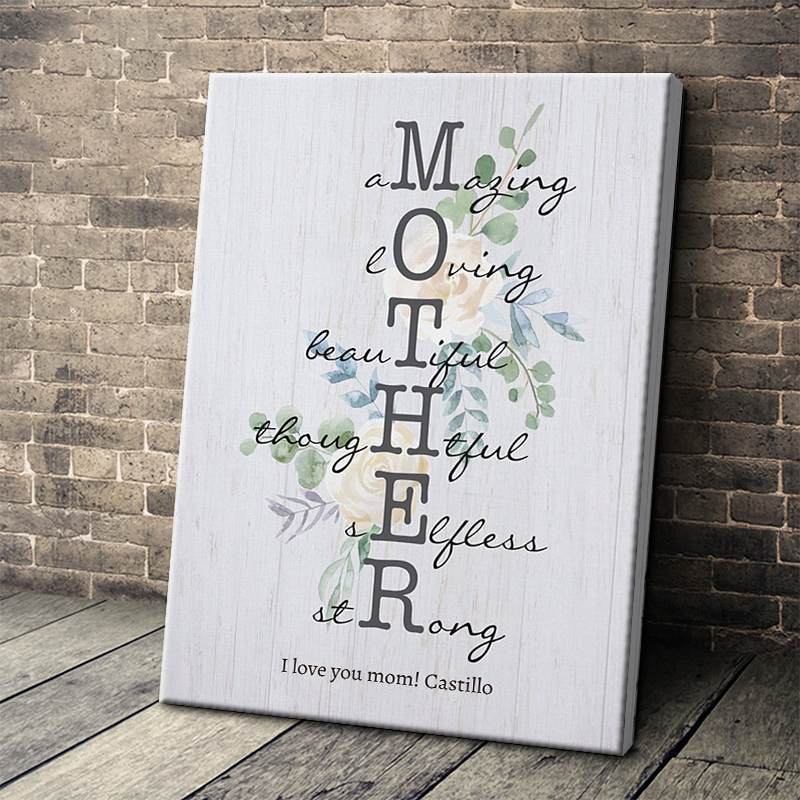 Custom 'MOTHER' Acrostic Canvas Art - Personalized Gift for Mom & Grandma