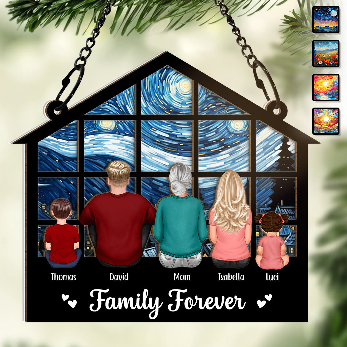 Custom Family Forever Window Suncatcher: Heartfelt Gift for Mom, Dad, & Home