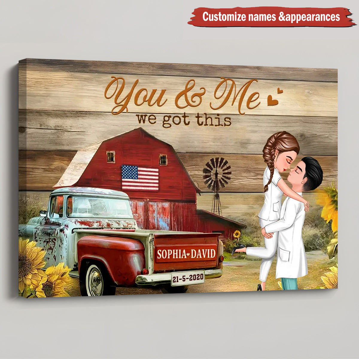 Personalized 'You & Me We Got This' Romantic Farmhouse Canvas Gift