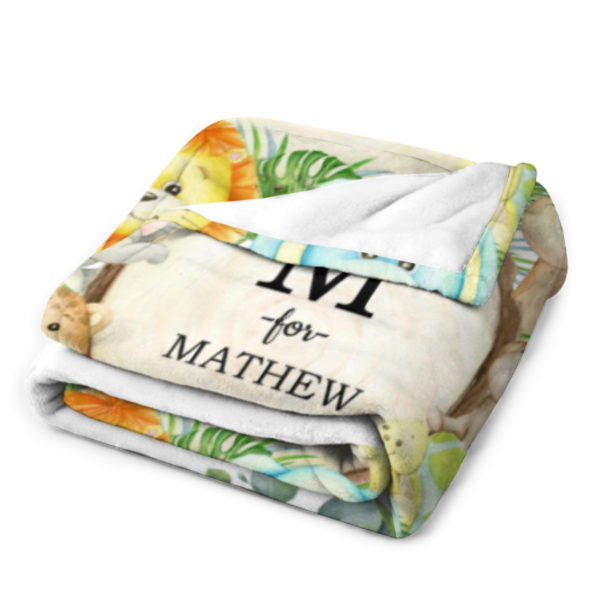 Personalized Woodland Blanket - Custom Name Gift for Kid