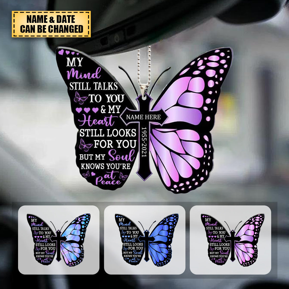 Custom Memorial For Loved One Butterfly Ornament: 'My Soul Knows You're At Peace'
