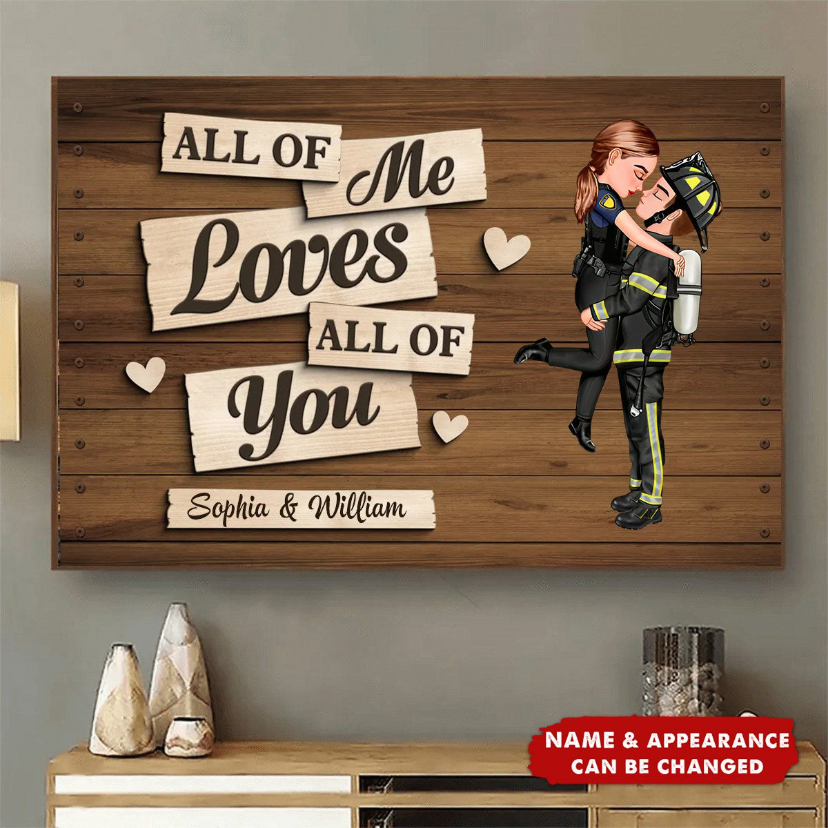 Personalized Couple Canvas: 'All of Me Loves All of You' Custom Appearance Art