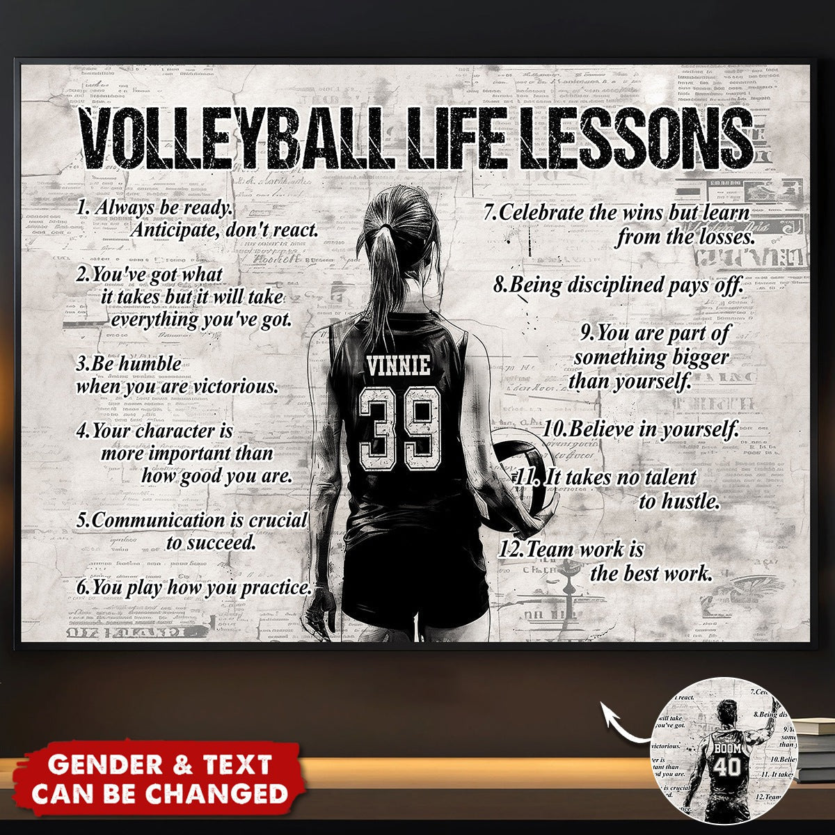 Volleyball Life Lessons - Personalized Custom Poster / Canvas