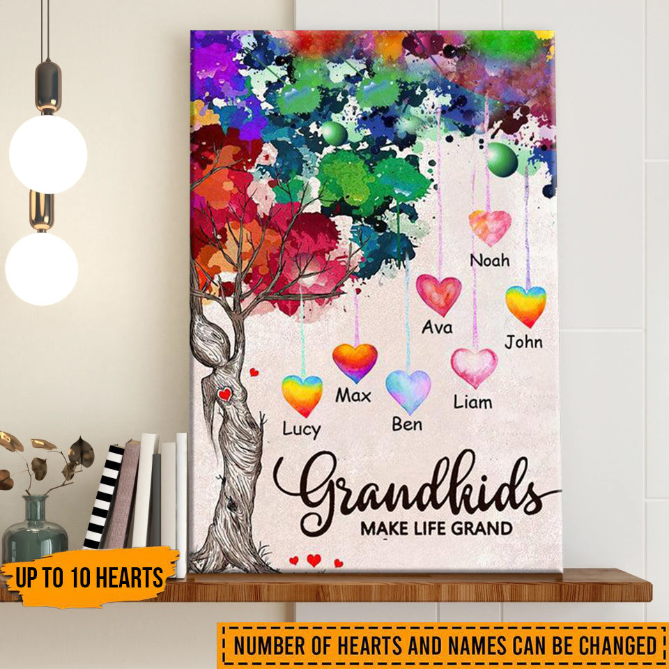 Custom Grandkids 'Make Life Grand' Canvas - Family Tree Gift for Grandparents