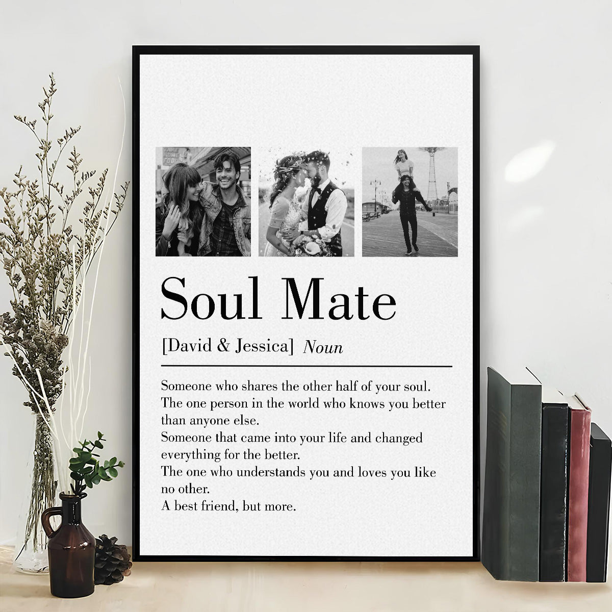 Personalized 'Soul Mate' Canvas / Poster: Definition Art for Couples & Anniversaries