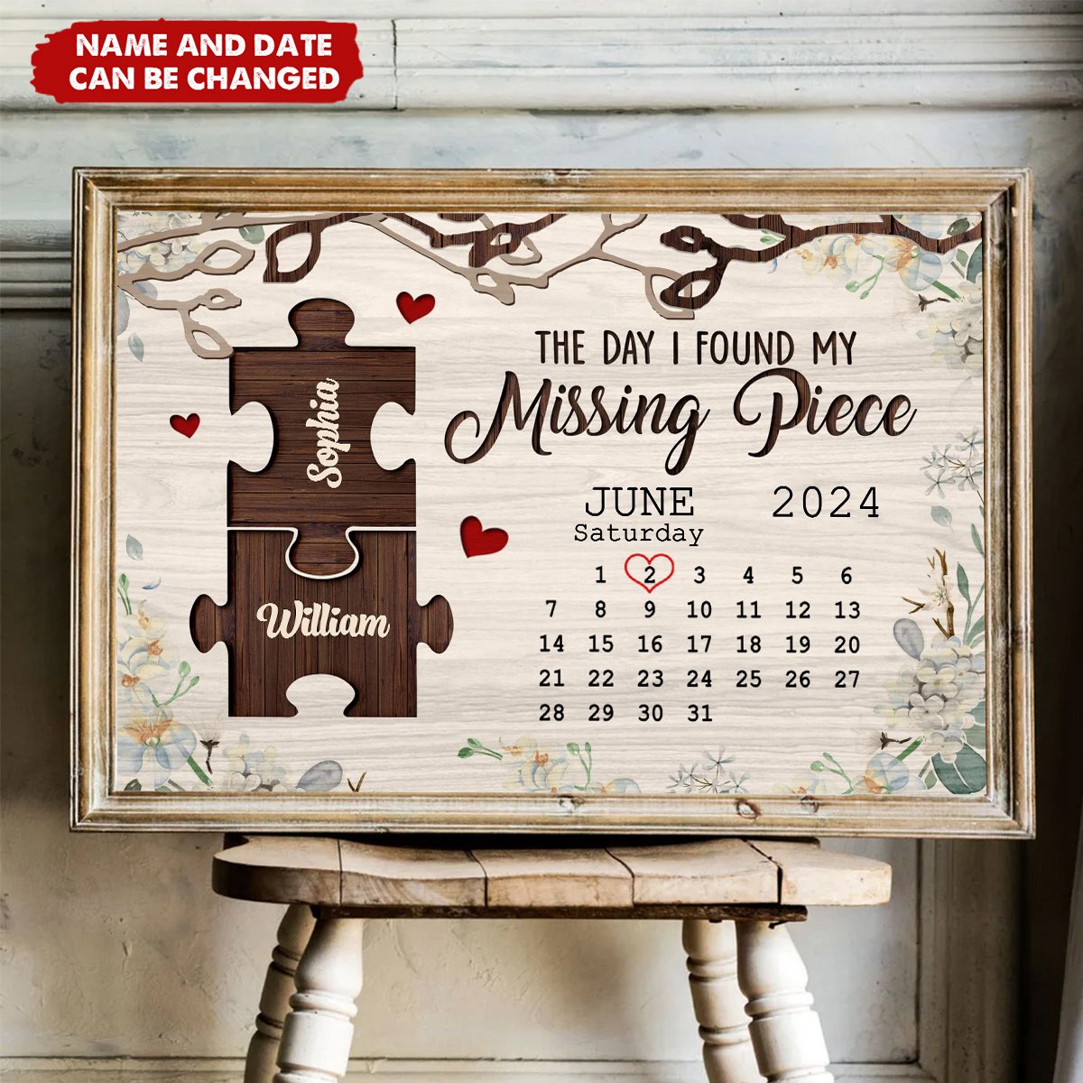 Personalized 'My Missing Piece' Canvas Gift for Couples & Anniversaries