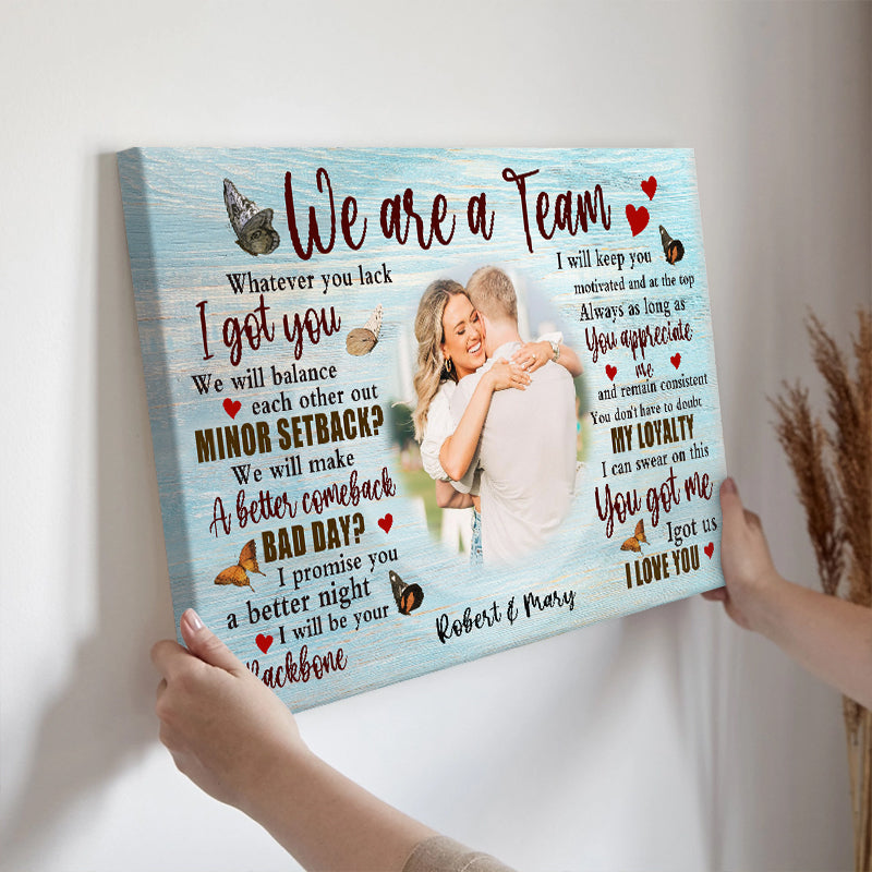 Personalized 'We Are A Team' Photo Canvas - Heartfelt Couple Gift Wall Art