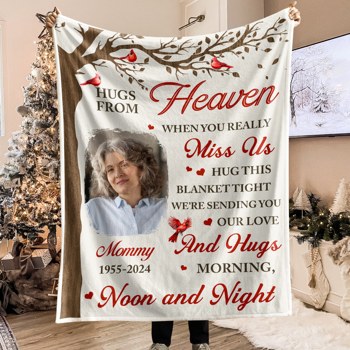 Custom Photo Memorial A Hug From Heaven - Personalized Photo Blanket